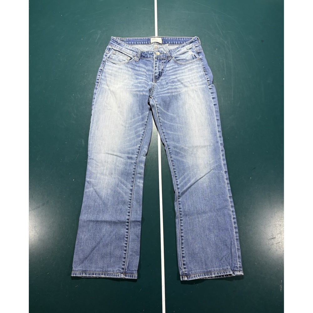 BKE Payton Jeans Womens 28R Medium Wash Bootcut Distressed Faded Denim Whiskers